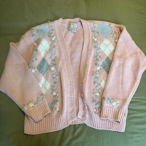 Vintage Embroidered Floral Cardigan / Sweater, M